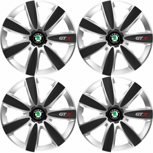 Set 4 Capace Roti GTX Carbon Gri-Negru R16, Pentru Skoda - Img 2