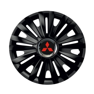 Set 4 capace roti Negre Cu Inel Cromat Royal R16 pentru gama auto Mitsubishi - Img 1