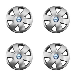 Set 4 capace roti potrivite jantelor de 15 inch (R15) compatibile VW Volkswagen, Model - 308, Sigla Albastra - Img 2