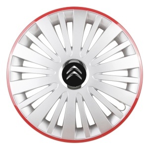 Set 4 Capace Roti, potrivite jantelor de R16, pentru Citroen, model falcon argintiu cu rama rosie - Img 3