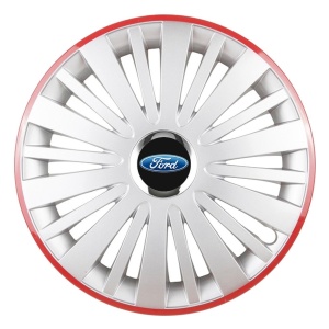 Set 4 Capace Roti, potrivite jantelor de R16, pentru Ford, model falcon argintiu cu rama rosie