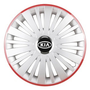 Set 4 Capace Roti, potrivite jantelor de R16, pentru Kia, model falcon argintiu cu rama rosie - Img 3