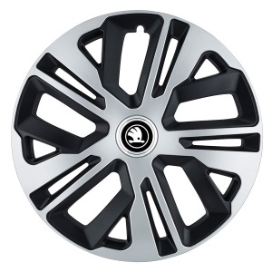 Set 4 Capace Roti R14 inch, pentru Skoda Alb Negru, model Raven Mix