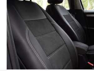 Set Huse Scaune Universale Din Piele Ecologică Si Alcantara Personalizate Cu Seat, Negre - Img 3