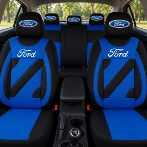 Set Huse Scaune Universale Nero Albastru Personalizate cu Ford - Img 2
