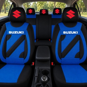 Set Huse Scaune Universale Nero Albastru Personalizate cu Suzuki - Img 2