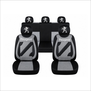 Set Huse Scaune Universale Nero Gri Personalizate cu Peugeot