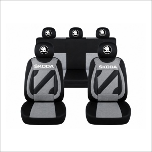 Set Huse Scaune Universale Nero Gri Personalizate cu Skoda Nou
