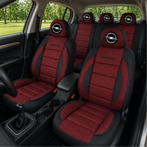 Set Huse Scaune Universale Premium Carguard Personalizate cu Opel – Negru/Visiniu - Img 2