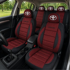 Set Huse Scaune Universale Premium Carguard Personalizate cu Toyota – Negru/Visiniu - Img 2