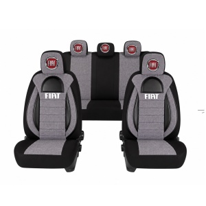 Set Huse Scaune Universale Racing, Gri cu Negru Personalizate cu Fiat