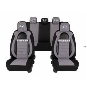 Set Huse Scaune Universale Racing, Gri cu Negru Personalizate cu Hyundai