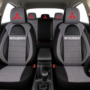 Set Huse Scaune Universale Racing, Gri cu Negru Personalizate cu Mitsubishi - Img 2