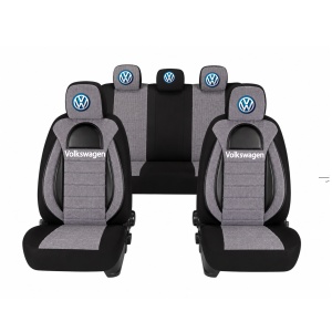 Set Huse Scaune Universale Racing, Gri cu Negru Personalizate cu Volkswagen