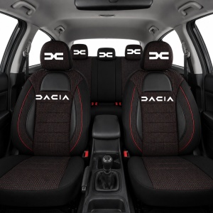 Set Huse Scaune Universale Racing Negru Personalizate cu Dacia Nou - Img 2