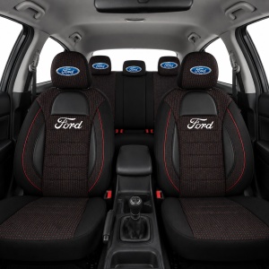 Set Huse Scaune Universale Racing Negru Personalizate cu Ford - Img 2