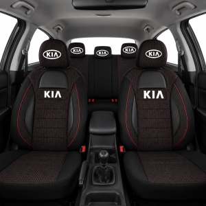Set Huse Scaune Universale Racing Negru Personalizate cu Kia - Img 2