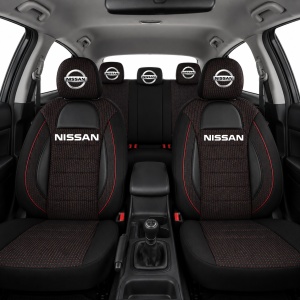 Set Huse Scaune Universale Racing Negru Personalizate cu Nissan - Img 2