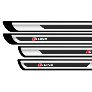 Set protectie praguri adezive imitatie gri Audi S-line crom - Img 3