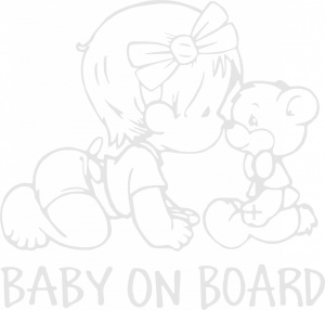 Sticker auto "Baby on board, bebelus si ursulet'', 20x19cm, alb