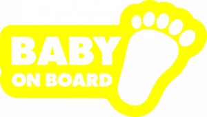 Sticker auto Baby on board, talpa bebelus, 23x13cm, galben