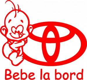 Sticker auto ''Bebe la bord Toyota'', 17x16cm, rosu