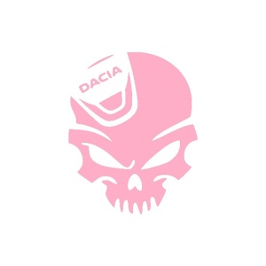Sticker auto ''Cap de mort dacia'', 13x10 cm, roz