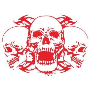 Sticker auto "cranii" 60x39 cm, rosu
