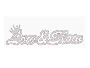 Sticker auto "low and slow" 15x5 cm, alb