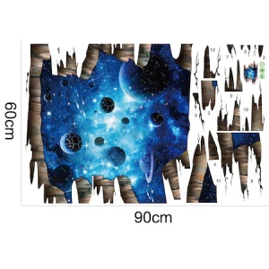 Sticker decorativ 3D, Gaura in perete planete 110 cm, 93STK - Img 4