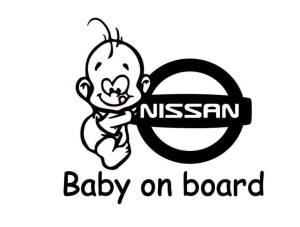 Sticker decorativ auto, logo Nissan, Baby on Board 15x12 cm, Creative Rey®
