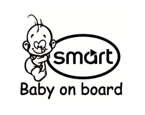 Sticker decorativ auto, logo Smart, Baby on Board 15x12 cm, Creative Rey®