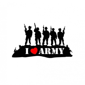 Sticker I LOVE ARMY 15 cm, Creative Rey®