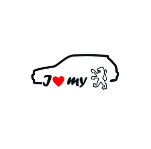 Sticker I LOVE MY PEUGEOT HATCHBACK 18x6.8 cm, Creative rey®