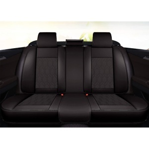 Huse auto premium 5 locuri Carguard Deluxe piele ecologică perforată - negru - alb - Img 3