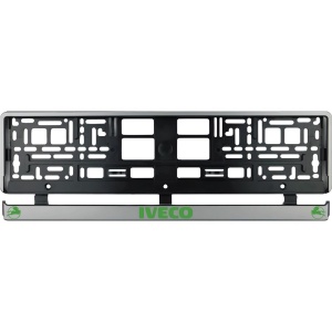 Set 2 bucati, suport numar inmatriculare argintiu Iveco verde - Img 2