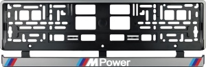 Set 2 bucati, suport numar inmatriculare argintiu MPower