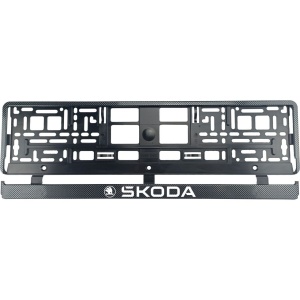Set 2 bucati, suport numar inmatriculare Carbon, Skoda - Img 2
