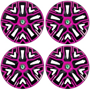 Set 4 Capace Roti 14 `` Best Roz-Negru, Compatibile Cu Skoda - Img 2