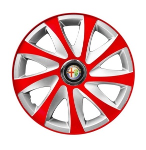 Set 4 capace roti 14 inchi R14 Drift Rosu-Gri, Compatibil cu Alfa Romeo