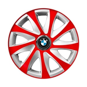 Set 4 capace roti 14 inchi R14 Drift Rosu-Gri, Compatibil cu BMW - Img 3