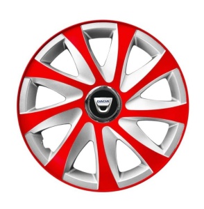 Set 4 capace roti 14 inchi R14 Drift Rosu-Gri, Compatibil cu Dacia