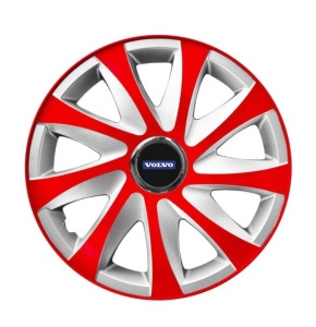 Set 4 capace roti 14 inchi R14 Drift Rosu-Gri, Compatibil cu Volvo