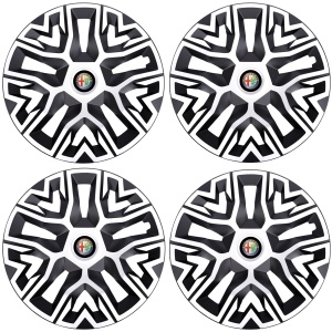 Set 4 Capace Roti 15 `` Best Alb-Negru, Compatibile Cu Alfa Romeo - Img 2