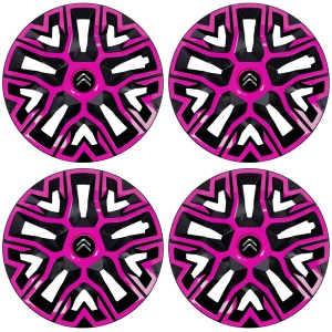 Set 4 Capace Roti 15 `` Best Roz-Negru, Compatibile Cu Citroen - Img 2