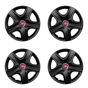 Set 4 capace roti 15 inchi (R15) compatibile FIAT, Model 340 Black - Img 2