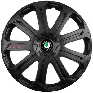 Set 4 Capace Roti Evo Negru R16, Pentru Skoda - Img 1