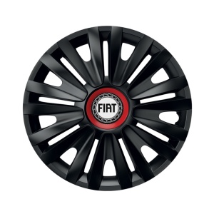 Set 4 capace roti Negre Cu Inel Rosu Royal R14 Compatibil Cu Fiat