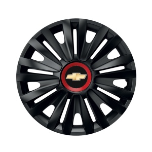 Set 4 capace roti Negre Cu Inel Rosu Royal R16 Compatibil Cu Chevrolet