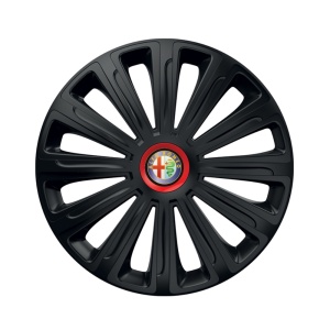 Set 4 capace roti Negre Cu Inel Rosu Trend R16 Compatibil Cu Alfa Romeo